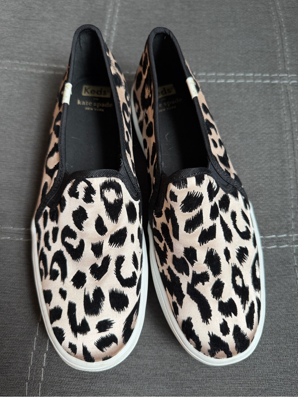 Keds Kate Spade Leopard Print Slip-On Sneakers - Black & Cream